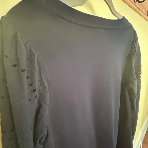 NWOT Talbots Navy Blue BEAUTIFUL Sheath Dress, Eyelet Detail Long Sleeves - Picture 9 of 14